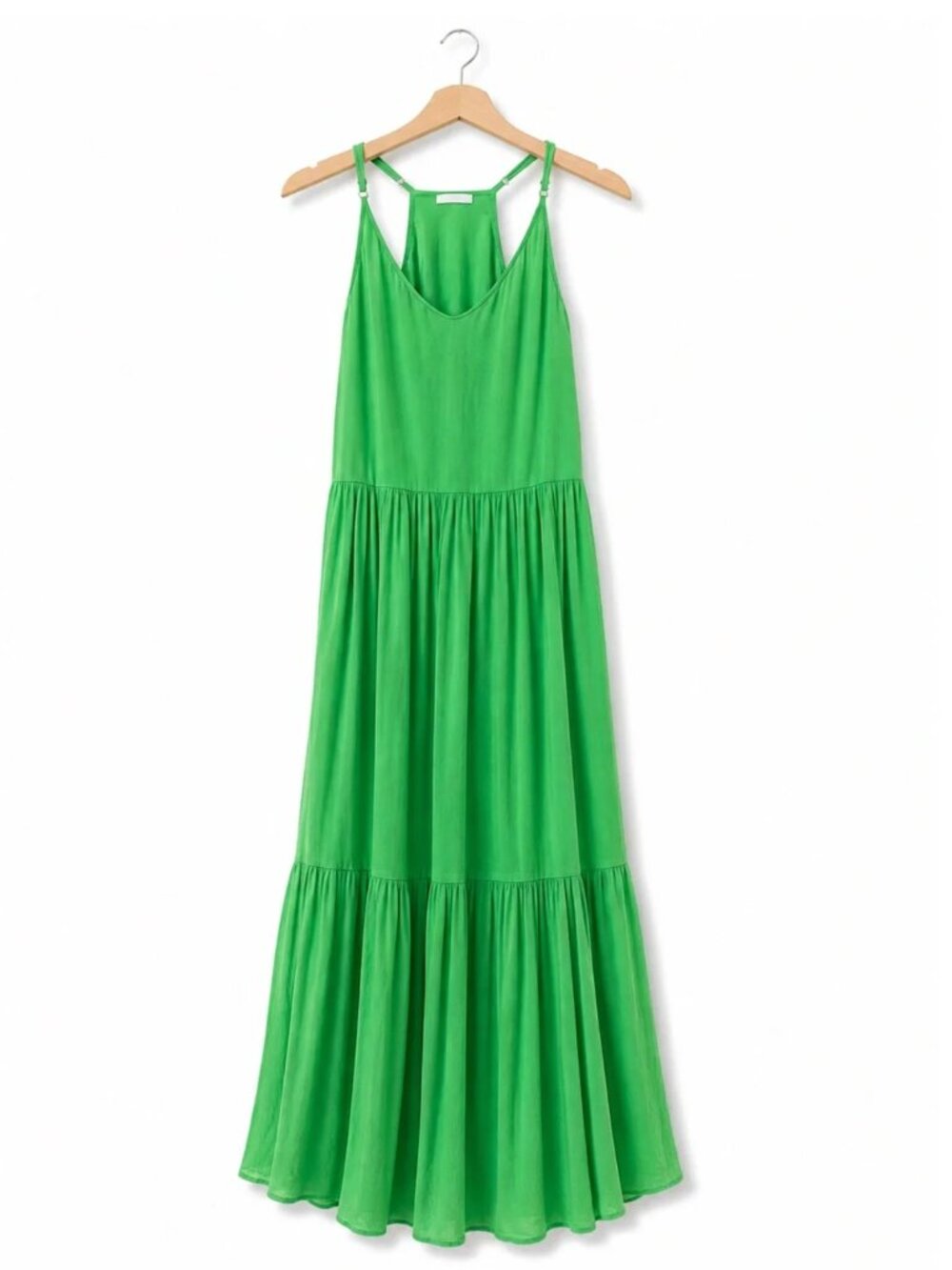 Gianni Bini Green Tiered Maxi Dress Boho Summer Flowy Strappy Size XXL